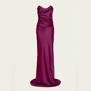 The Sei - Cowl Bustier Gown- Draped Silk Evening Dress in Deep Berry